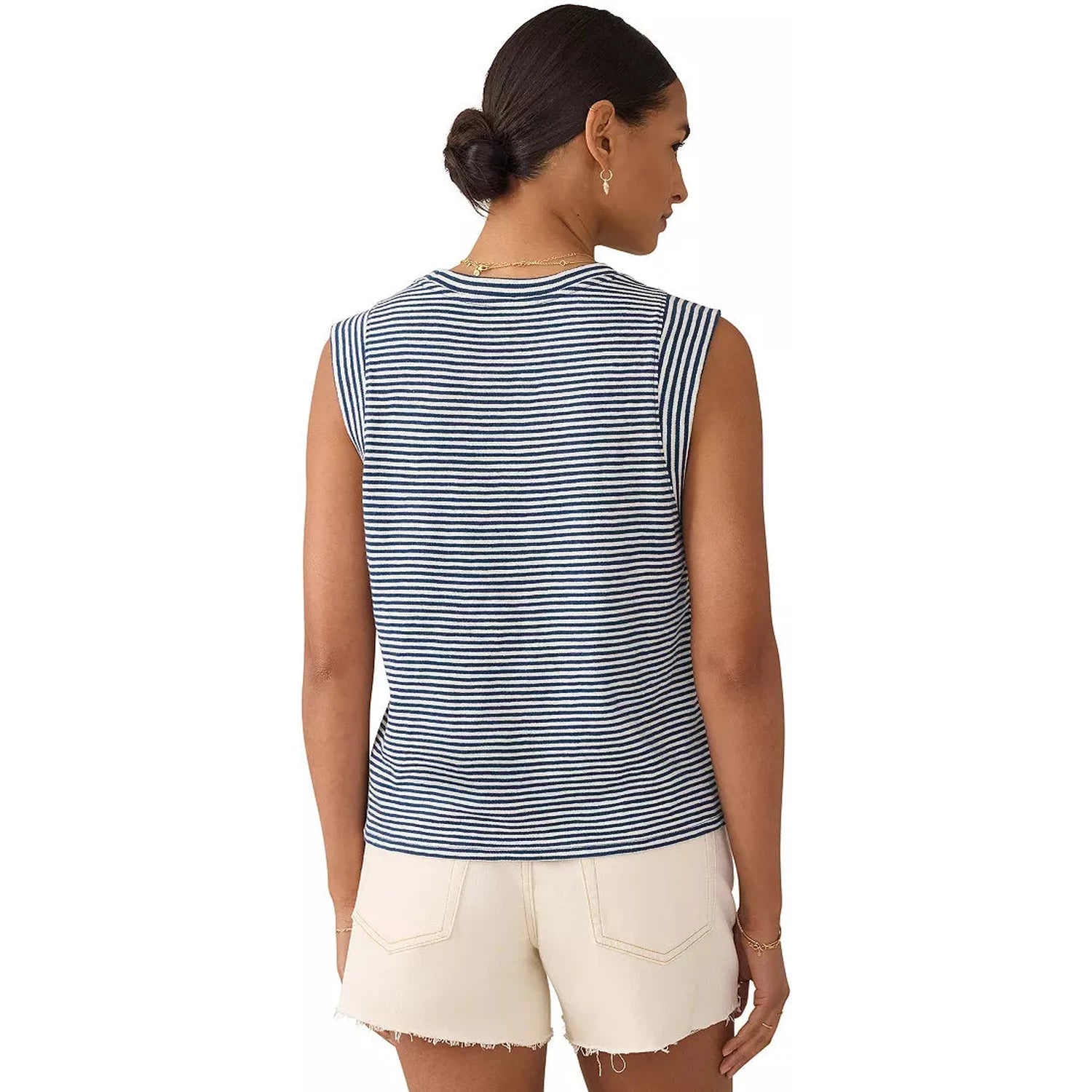 Faherty 02. WOMENS APPAREL - WOMENS SS SHIRTS - WOMENS TANK CASUAL Women's Unwashed Slub Muscle Tank ITN TITAN STRIPE