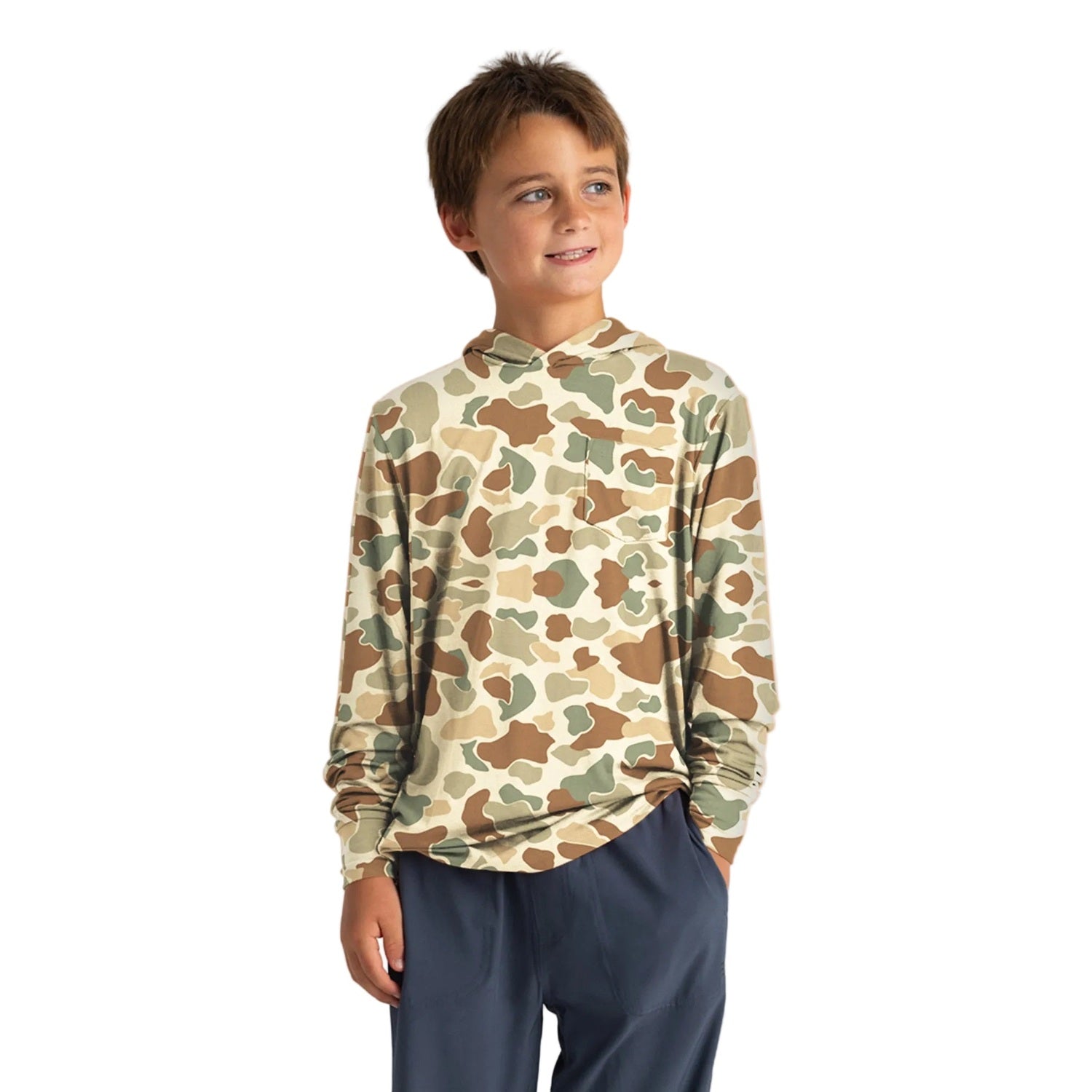 Free Fly Apparel 03. KIDS|BABY - KIDS - KIDS TOPS Youth Bamboo Shade Hoodie VINTAGE CAMO (S26)