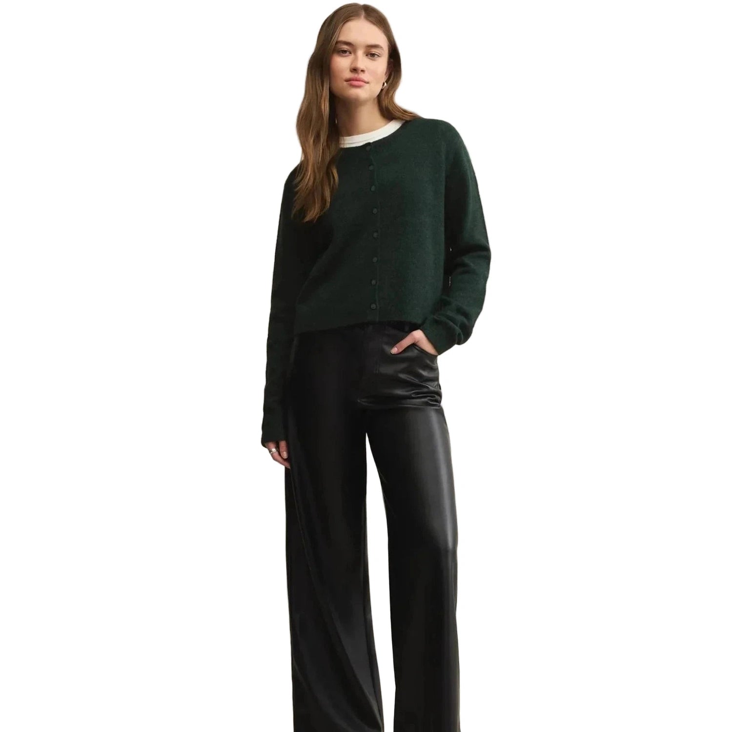 Z Supply 02. WOMENS APPAREL - WOMENS HOODIES|SWEATERS - WOMENS PO SWEATERS Women's Medina Cozy Cardigan GRG GARLAND GREEN