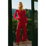 Z Supply 02. WOMENS APPAREL - WOMENS PANTS - WOMENS PANTS LOUNGE Women's Luxe Pointelle Pant FVR FESTIVE RED