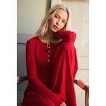 Z Supply 02. WOMENS APPAREL - WOMENS LS SHIRTS - WOMENS LS LOUNGE Women's Holly Pointelle Long Sleeve Top FVR FESTIVE RED