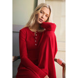 Z Supply 02. WOMENS APPAREL - WOMENS LS SHIRTS - WOMENS LS LOUNGE Women's Holly Pointelle Long Sleeve Top FVR FESTIVE RED