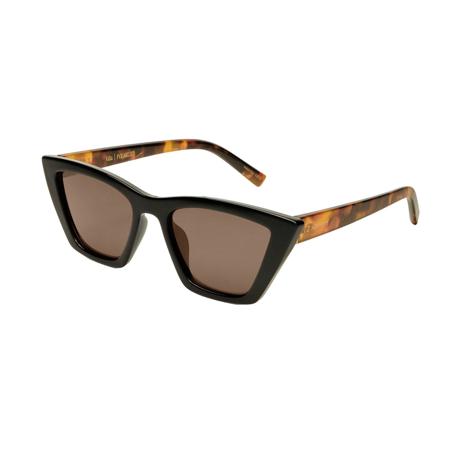 Z Supply 07. EYEWEAR - SUNGLASSES - SUNGLASSES Women's Villa Polarized Sunglasses BKT BLACK TORT-BROWN POLARIZED OS