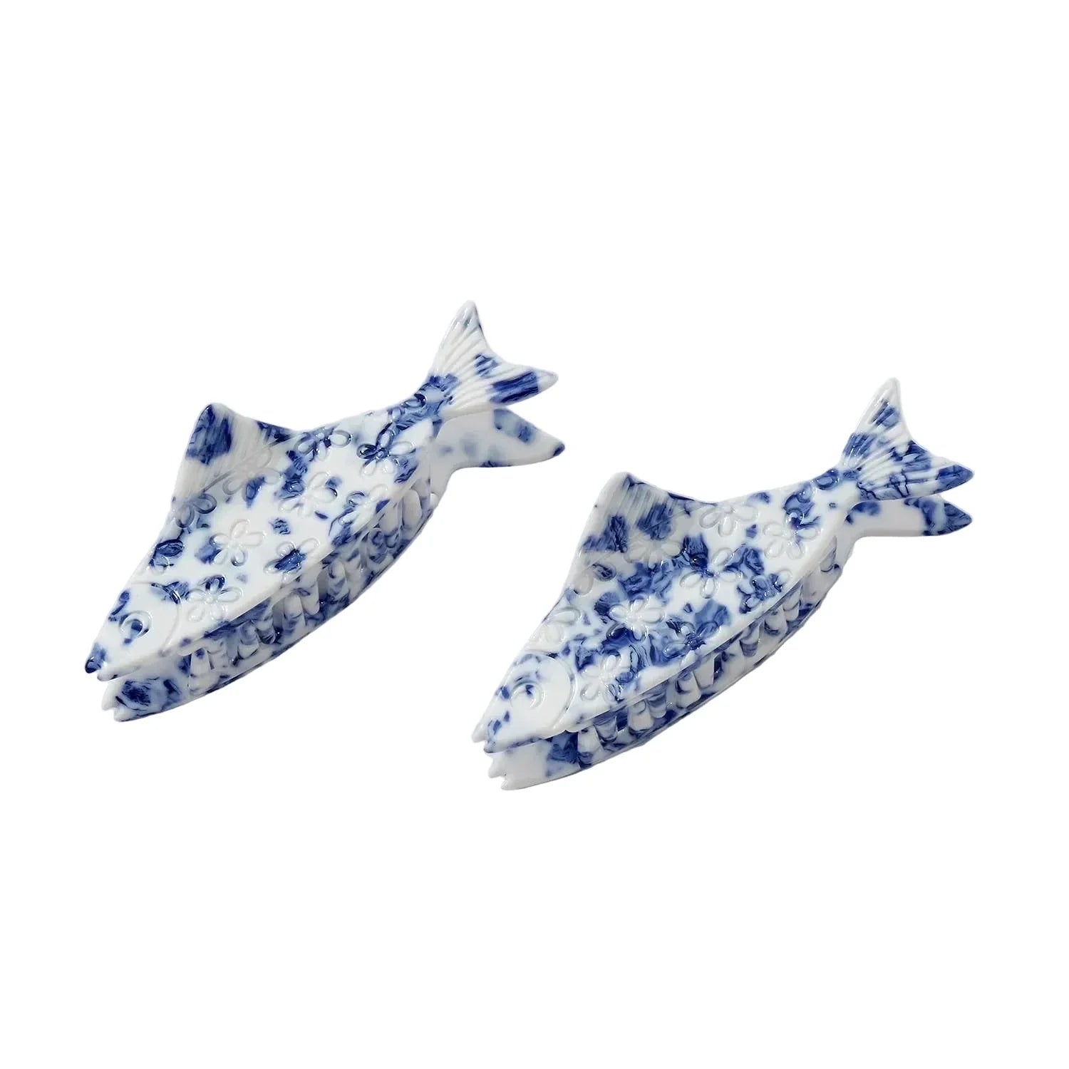 Women’s Adorro Coastal Blue Floral Fish Claw Clip adorro