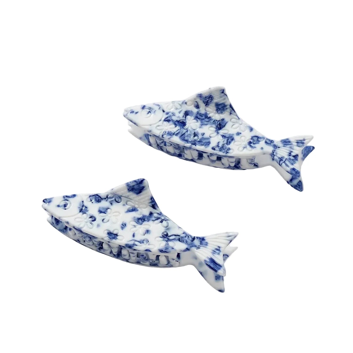 Women’s Adorro Coastal Blue Floral Fish Claw Clip adorro