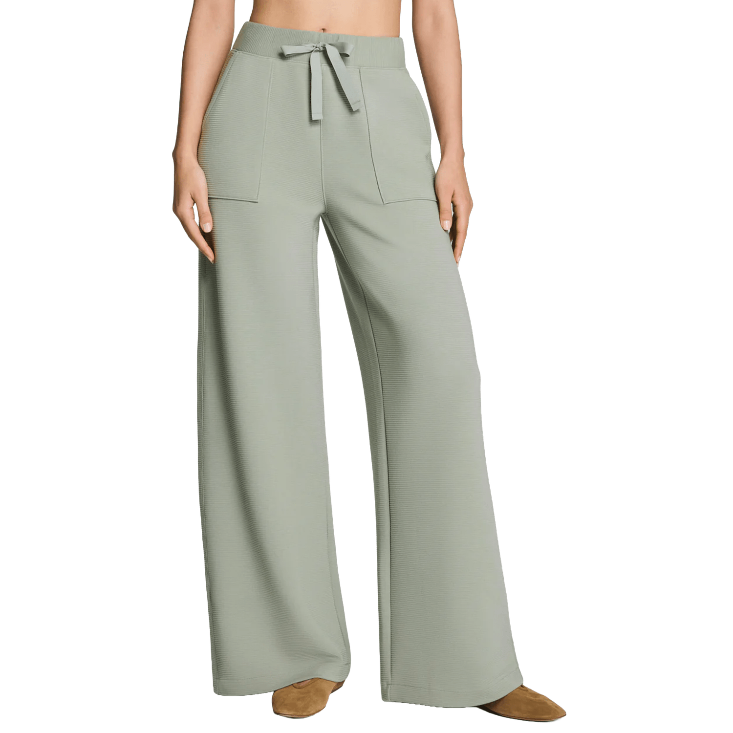 SPANX 02. WOMENS APPAREL - WOMENS PANTS - WOMENS PANTS LOUNGE Women's AirEssentials® French Rib Wide Leg Pant SAGE BRUSH