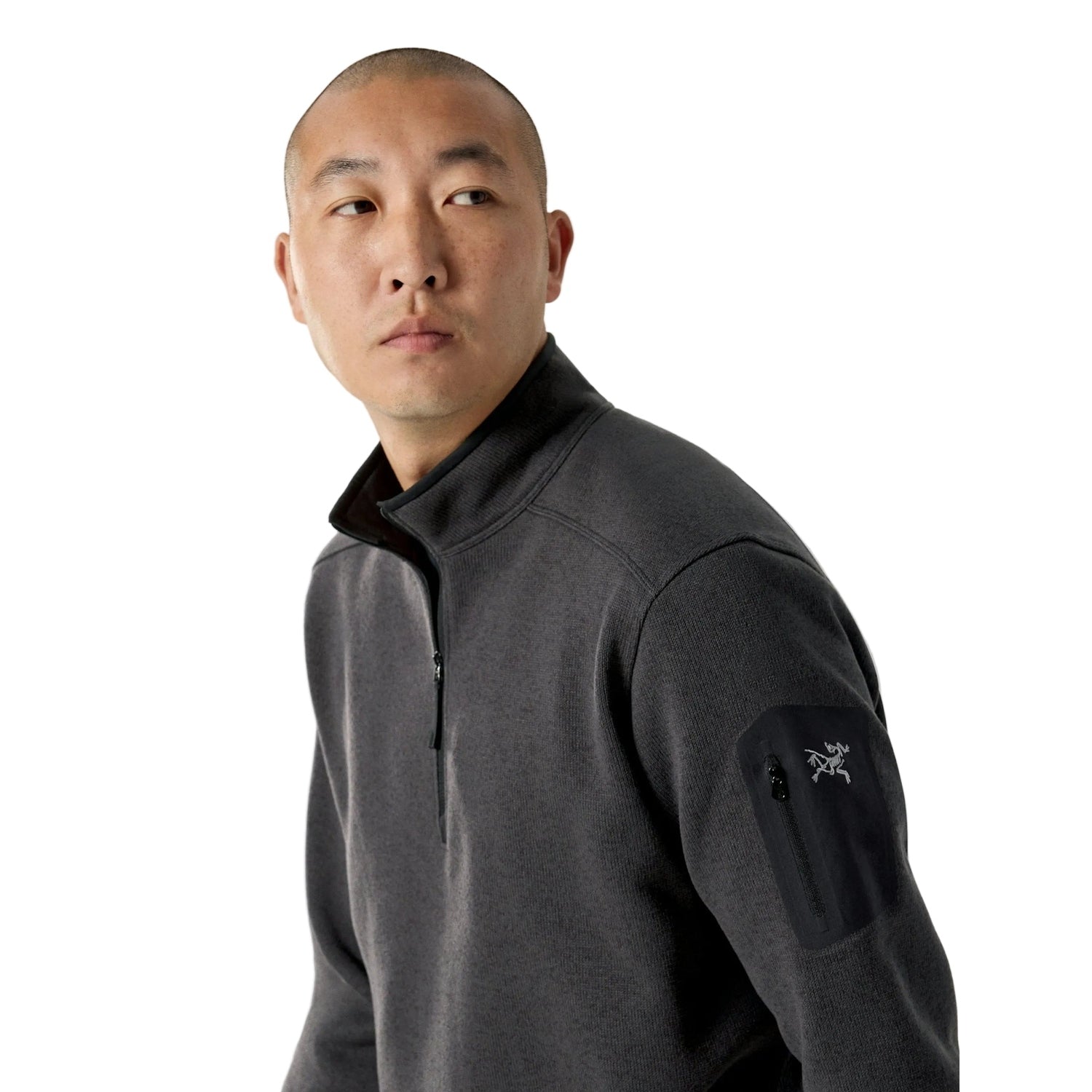 Arc'teryx 01. MENS APPAREL - MENS HOODIES|SWEATERS - MENS PO Q ZIP Men's Covert 1/2 Zip Neck BLACK HEATHER II