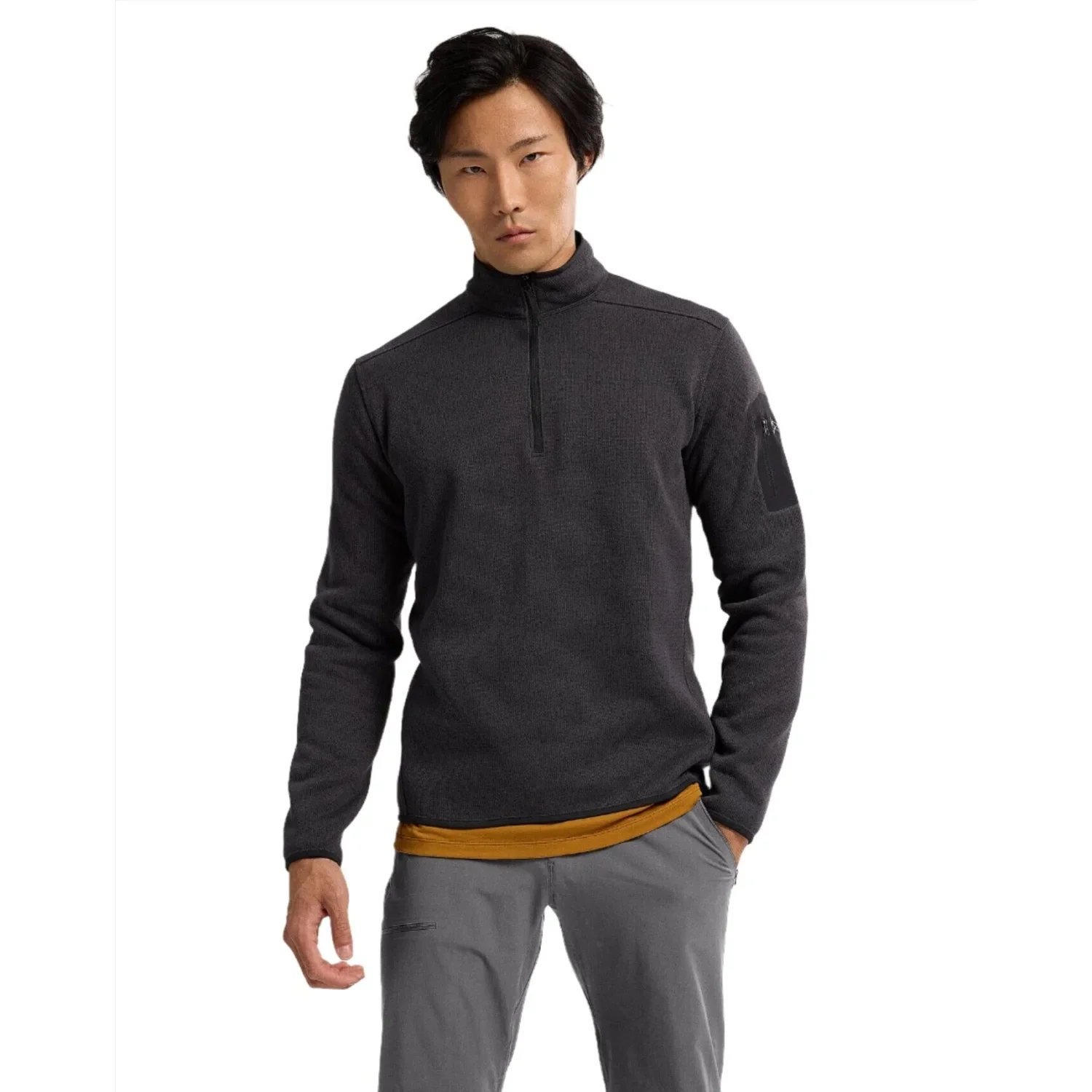 Arc'teryx 01. MENS APPAREL - MENS HOODIES|SWEATERS - MENS PO Q ZIP Men's Covert 1/2 Zip Neck 018169 BLACK HEATHER II