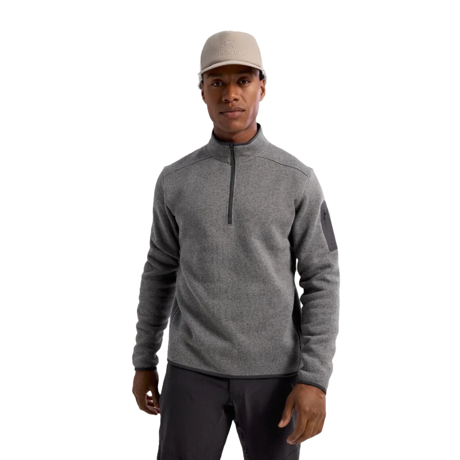 Arc'teryx 01. MENS APPAREL - MENS HOODIES|SWEATERS - MENS PO Q ZIP Men's Covert 1/2 Zip Neck 021529 VOID HEATHER | GRAPHITE