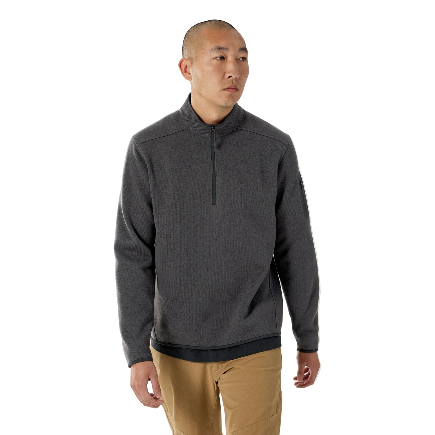 Arc'teryx 01. MENS APPAREL - MENS HOODIES|SWEATERS - MENS PO Q ZIP Men's Covert 1/2 Zip Neck BLACK HEATHER II
