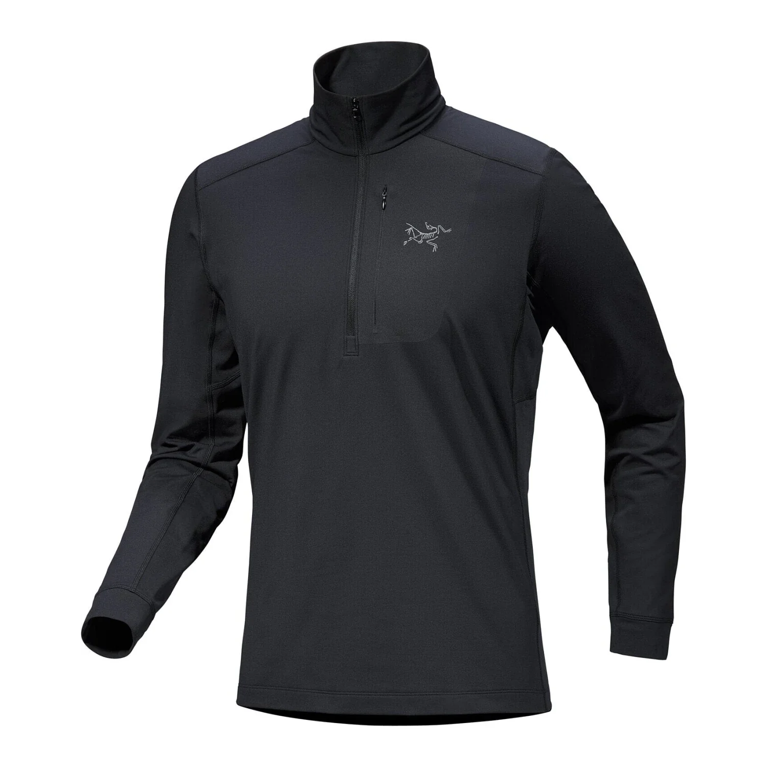 Arc'teryx 01. MENS APPAREL - MENS SKI - MENS THERMAL TOPS Men's Rho LT Zip Neck 002291 BLACK