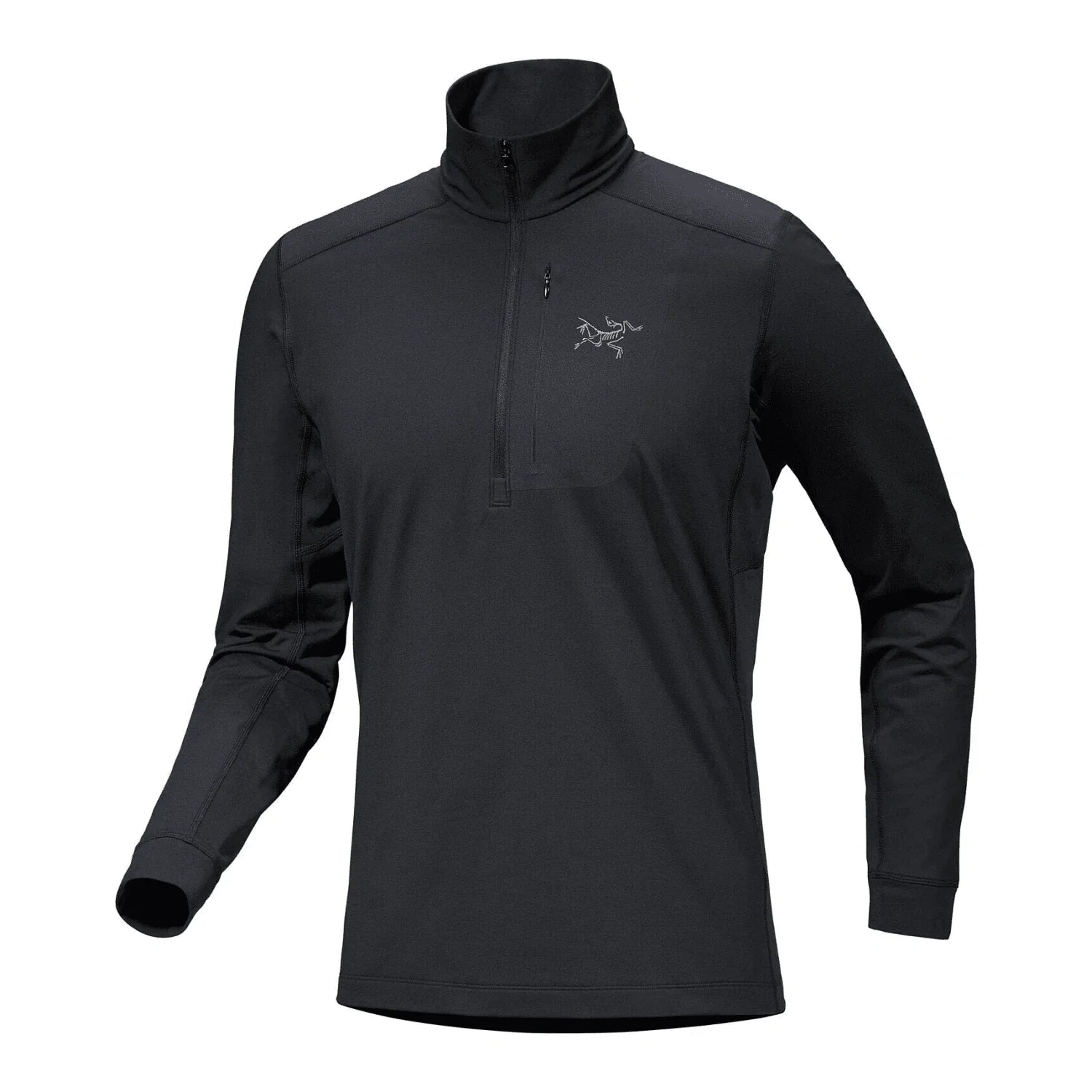 Arc'teryx 01. MENS APPAREL - MENS SKI - MENS THERMAL TOPS Men's Rho LT Zip Neck 002291 BLACK
