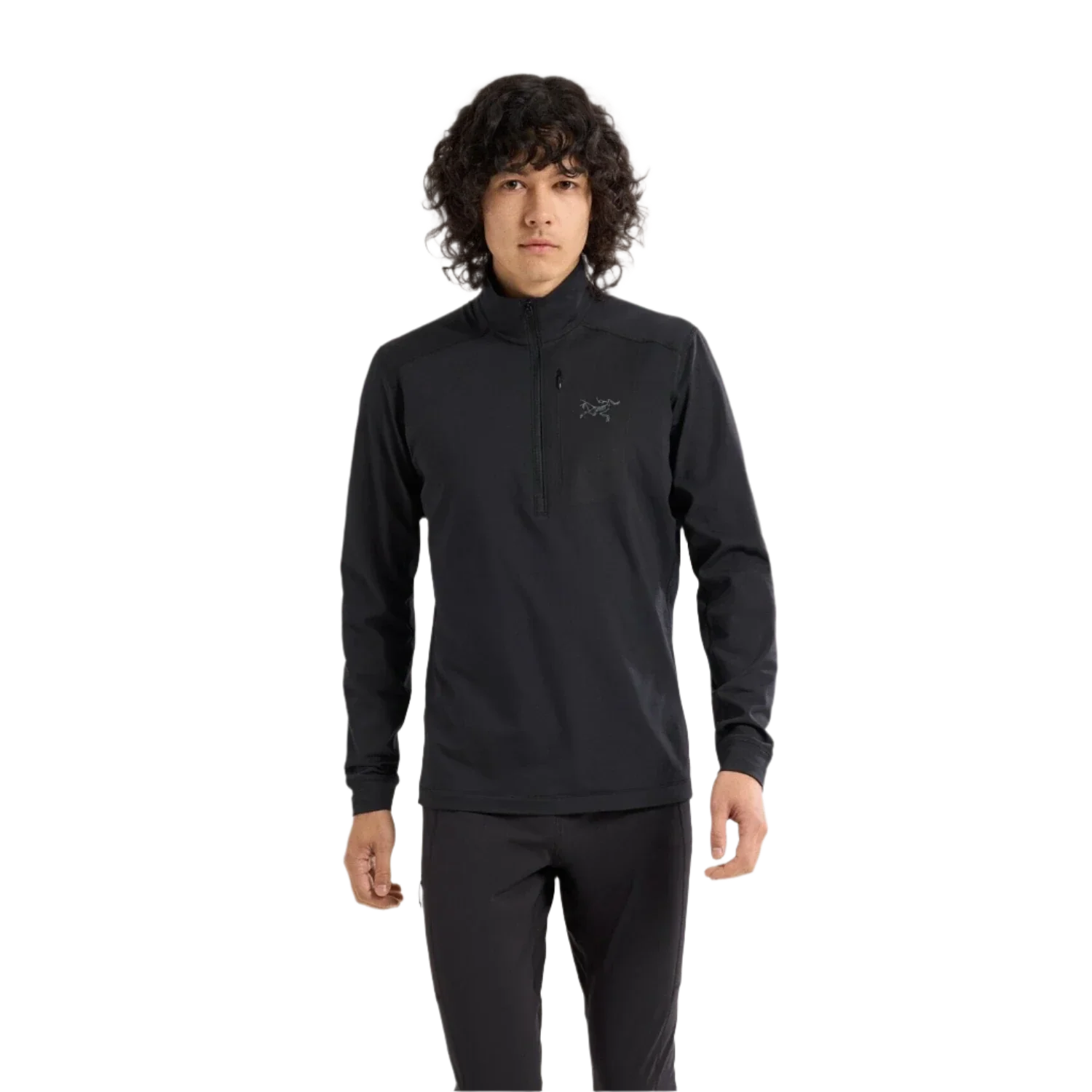 Arc'teryx 01. MENS APPAREL - MENS SKI - MENS THERMAL TOPS Men's Rho LT Zip Neck 002291 BLACK