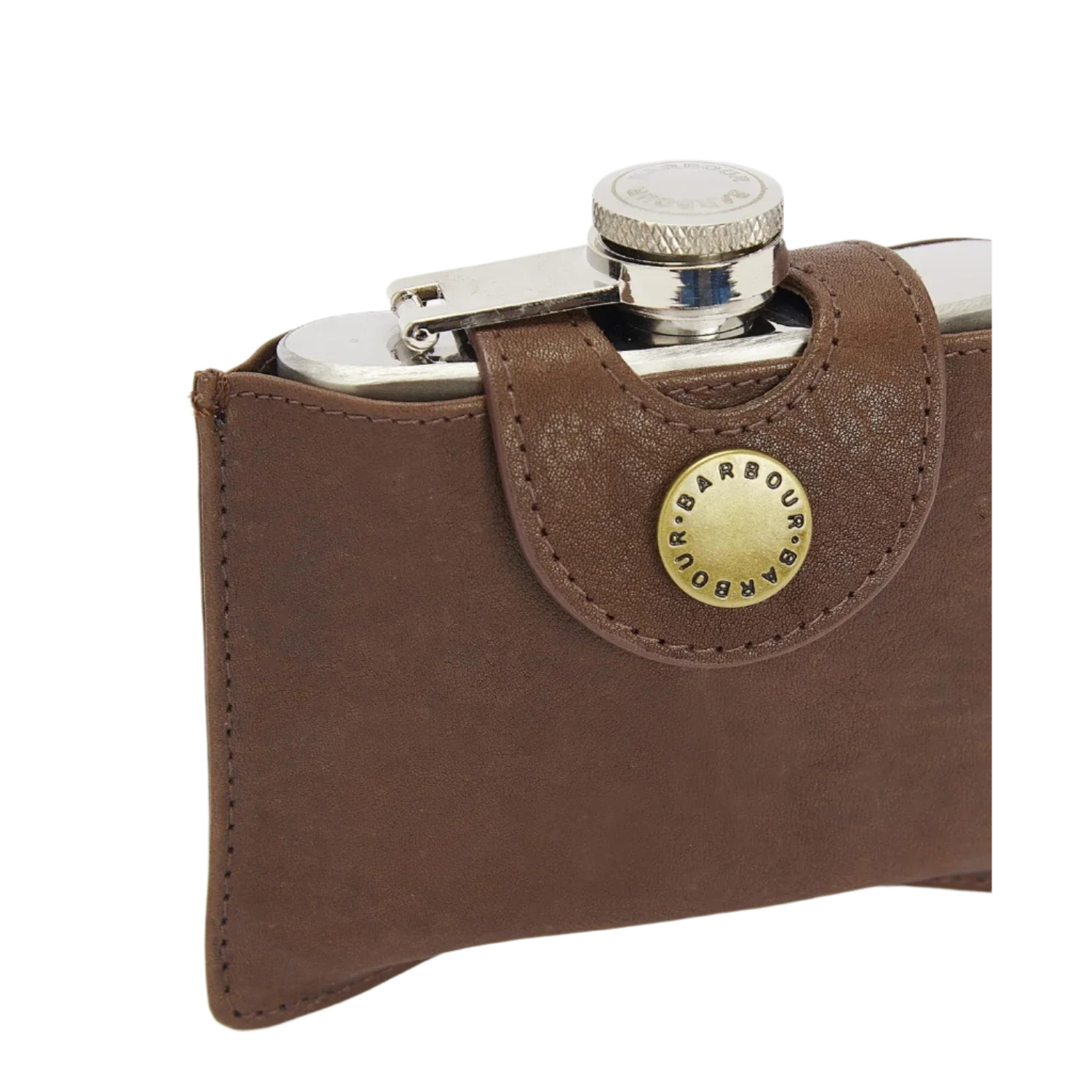 Barbour GIFTS|ACCESSORIES - MENS ACCESSORIES - MENS WALLETS 4oz Hinged Hip Flask BROWN