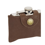 4oz Hinged Hip Flask Barbour - BROWN