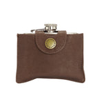 4oz Hinged Hip Flask Barbour - BROWN