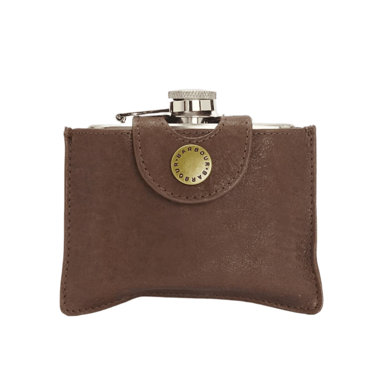 4oz Hinged Hip Flask Barbour - BROWN