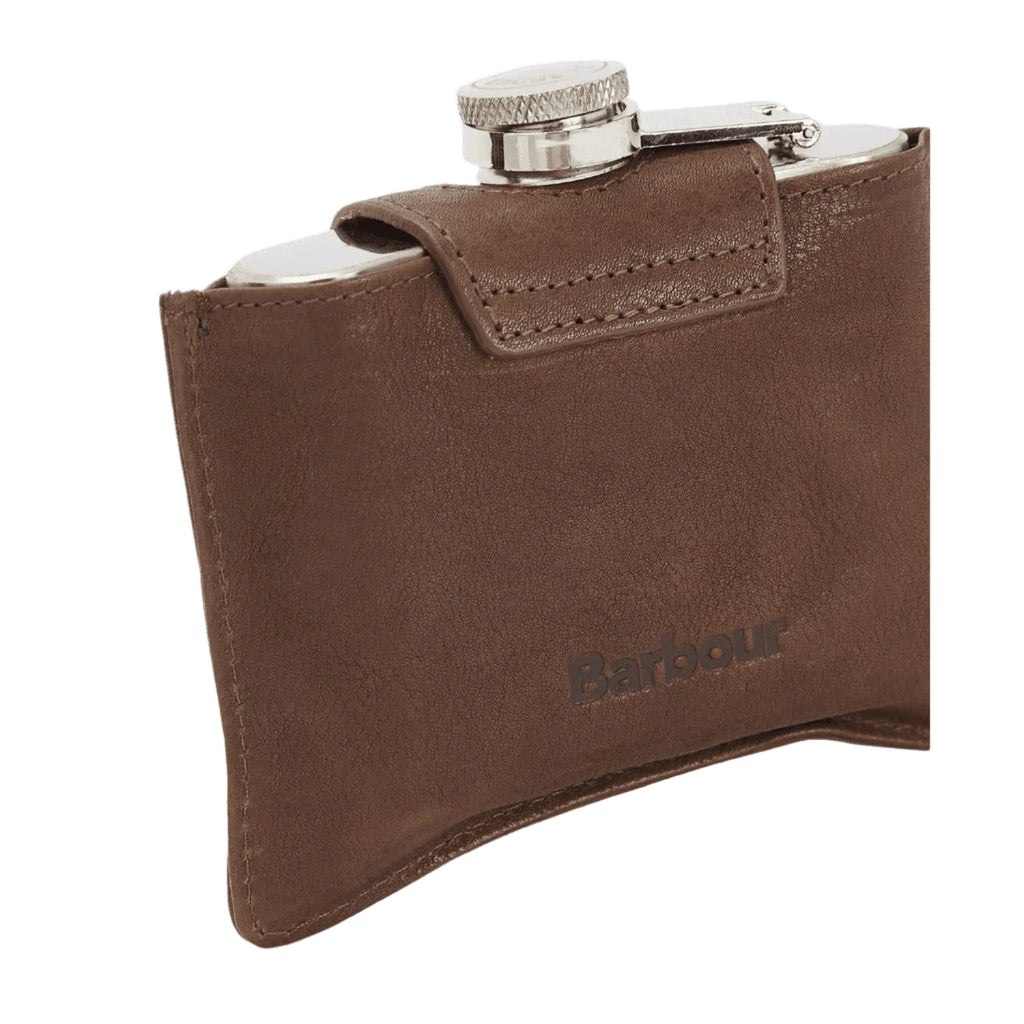 4oz Hinged Hip Flask Barbour - BROWN