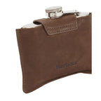4oz Hinged Hip Flask Barbour - BROWN