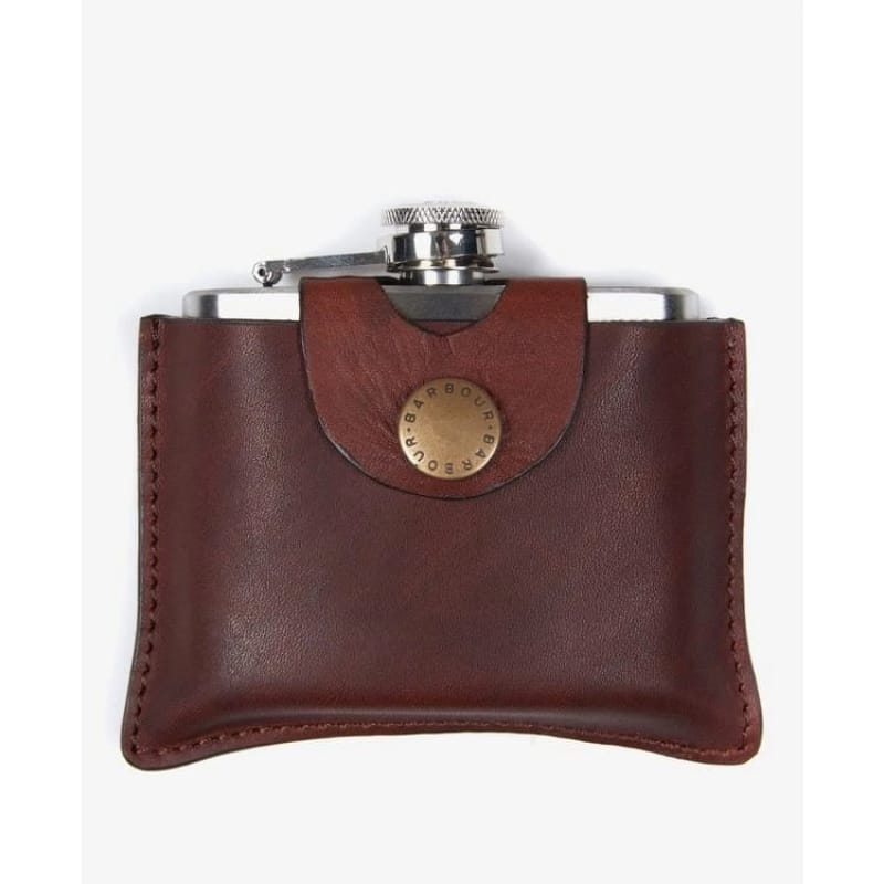 Barbour 21. GENERAL ACCESS - GIFTS 4oz Hinged Hipflask BROWN