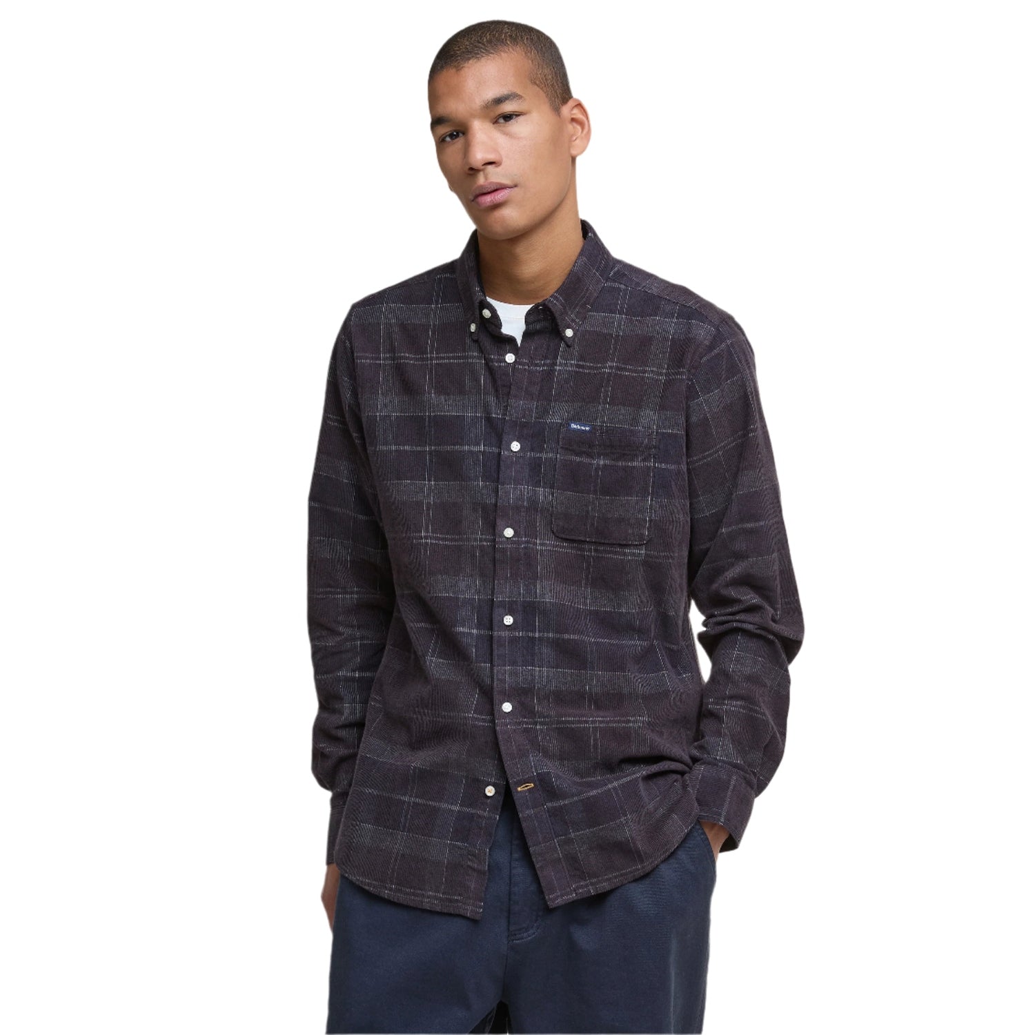 Barbour 01. MENS APPAREL - MENS LS SHIRTS - MENS LS BUTTON UP Men's Blair Tailored Tartan Corduroy Shirt MIDNIGHT OAK TARTAN