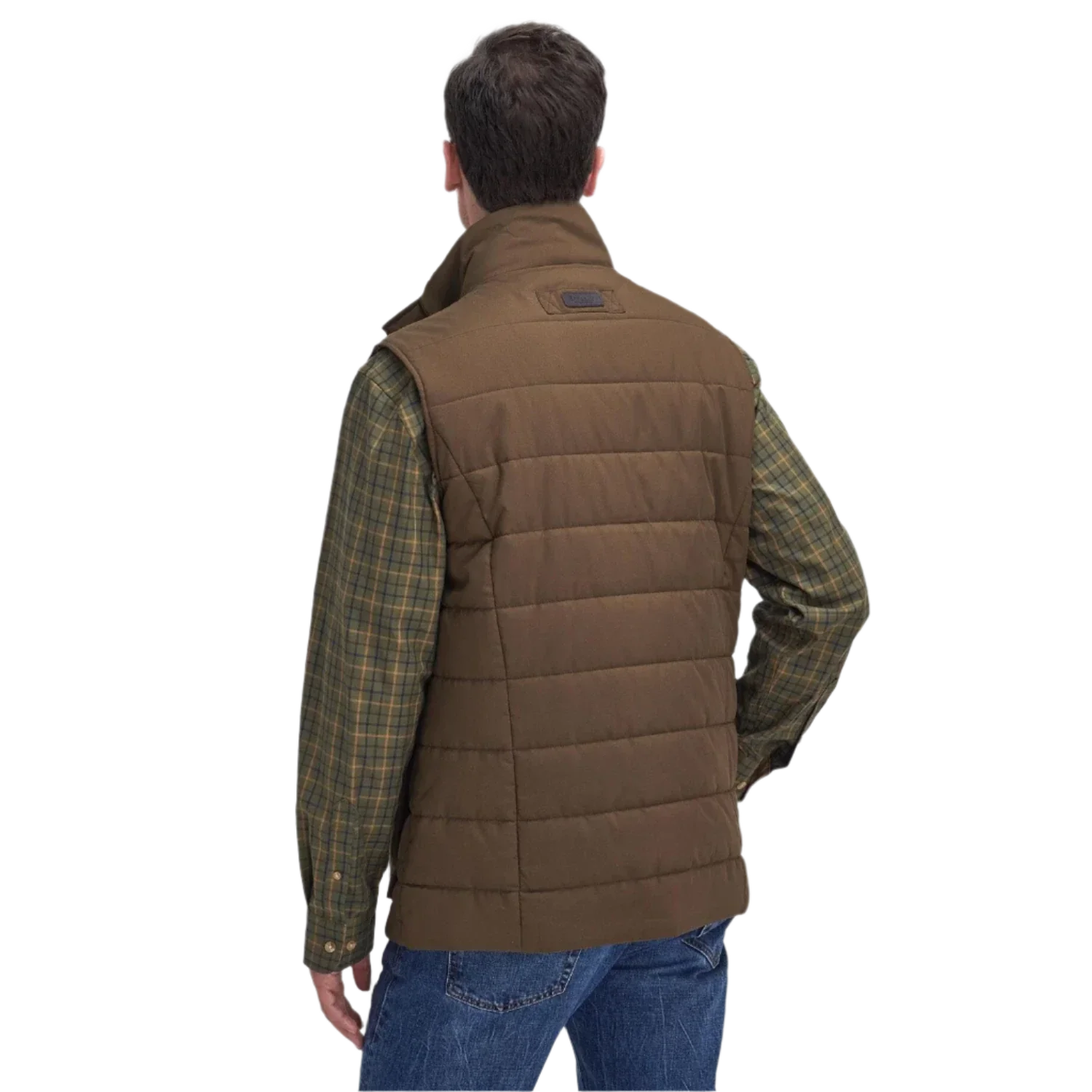 Barbour 01. MENS APPAREL - MENS VEST - MENS VEST INSULATED Men's Barbour Bradford Tattersall Puffer Gilet DARK SAND