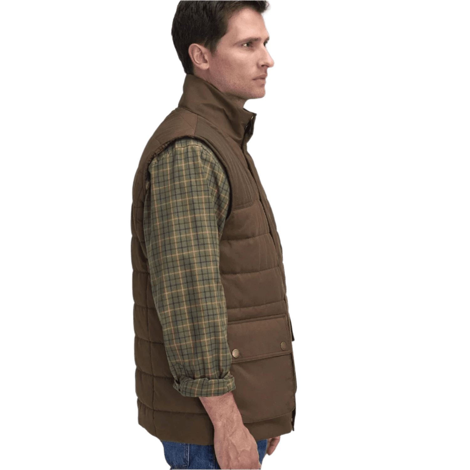 Barbour Bradford Tattersall Puffer Gilet L Dark Sand