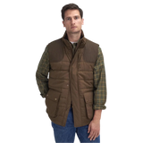 Barbour 01. MENS APPAREL - MENS VEST - MENS VEST INSULATED Men's Barbour Bradford Tattersall Puffer Gilet DARK SAND