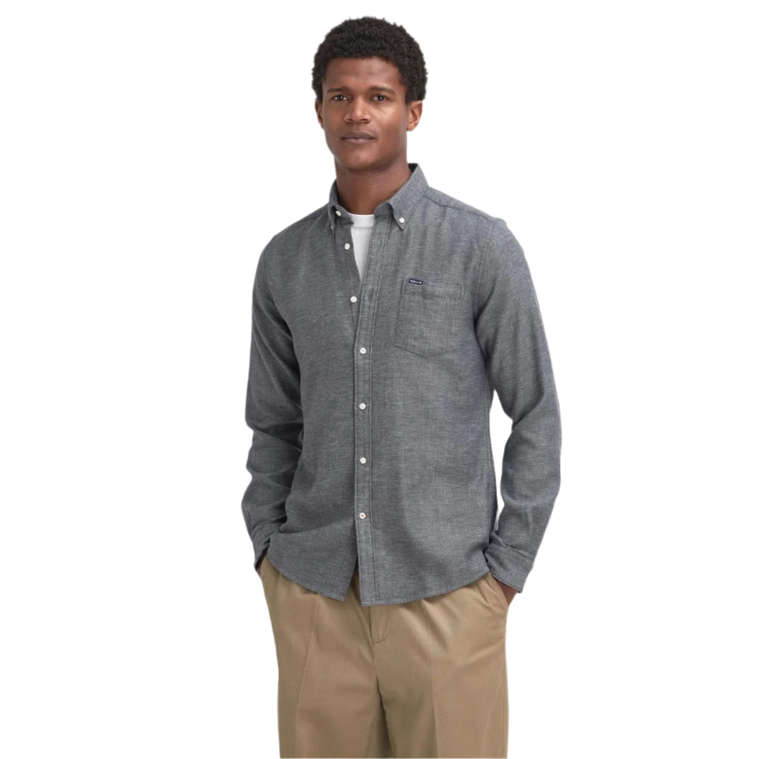 Barbour 01. MENS APPAREL - MENS LS SHIRTS - MENS LS BUTTON UP Men's Buckley Tailored Long-Sleeved Shirt GREY MARL