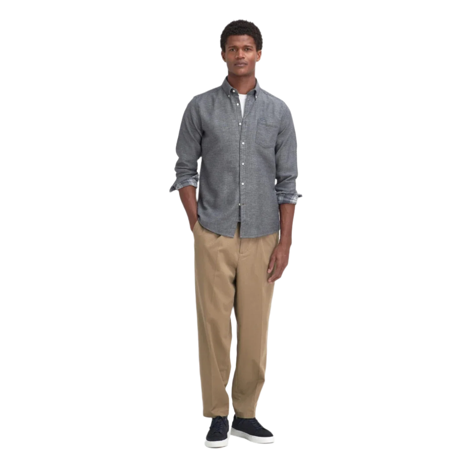 Barbour 01. MENS APPAREL - MENS LS SHIRTS - MENS LS BUTTON UP Men's Buckley Tailored Long-Sleeved Shirt GREY MARL