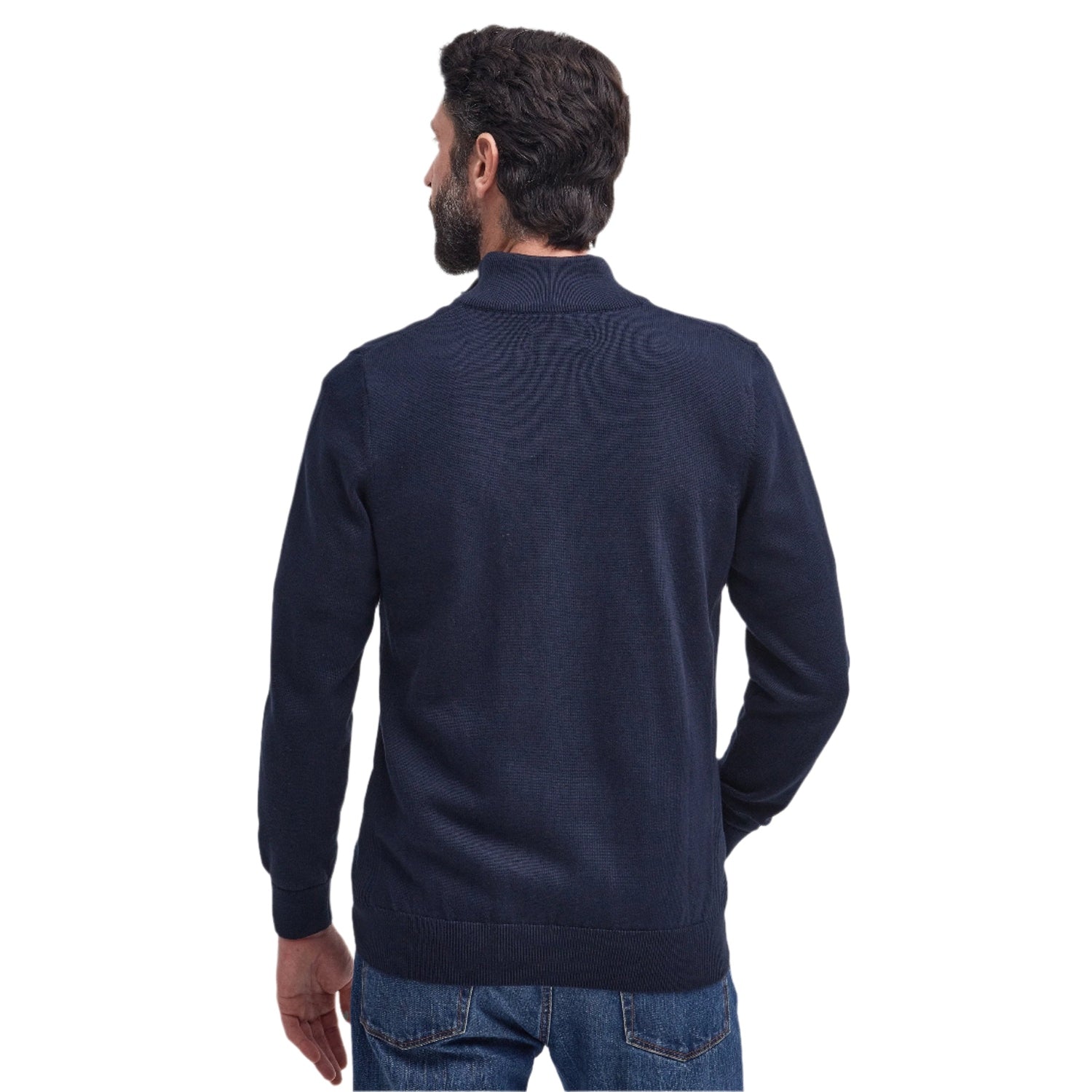 Barbour 01. MENS APPAREL - MENS HOODIES|SWEATERS - MENS PO Q ZIP Men's Cotton Half Zip Knitted Jumper NAVY