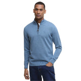 Barbour 01. MENS APPAREL - MENS HOODIES|SWEATERS - MENS PO Q ZIP Men's Cotton Half Zip Knitted Jumper BLUE STONE