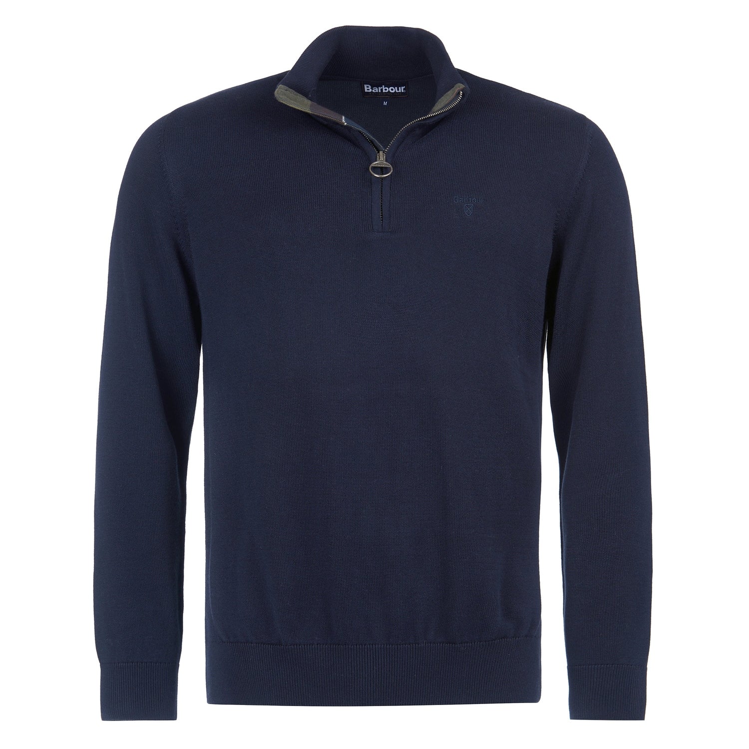 Barbour 01. MENS APPAREL - MENS HOODIES|SWEATERS - MENS PO Q ZIP Men's Cotton Half Zip Knitted Jumper NAVY