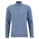 Barbour 01. MENS APPAREL - MENS HOODIES|SWEATERS - MENS PO Q ZIP Men's Cotton Half Zip Knitted Jumper BLUE STONE