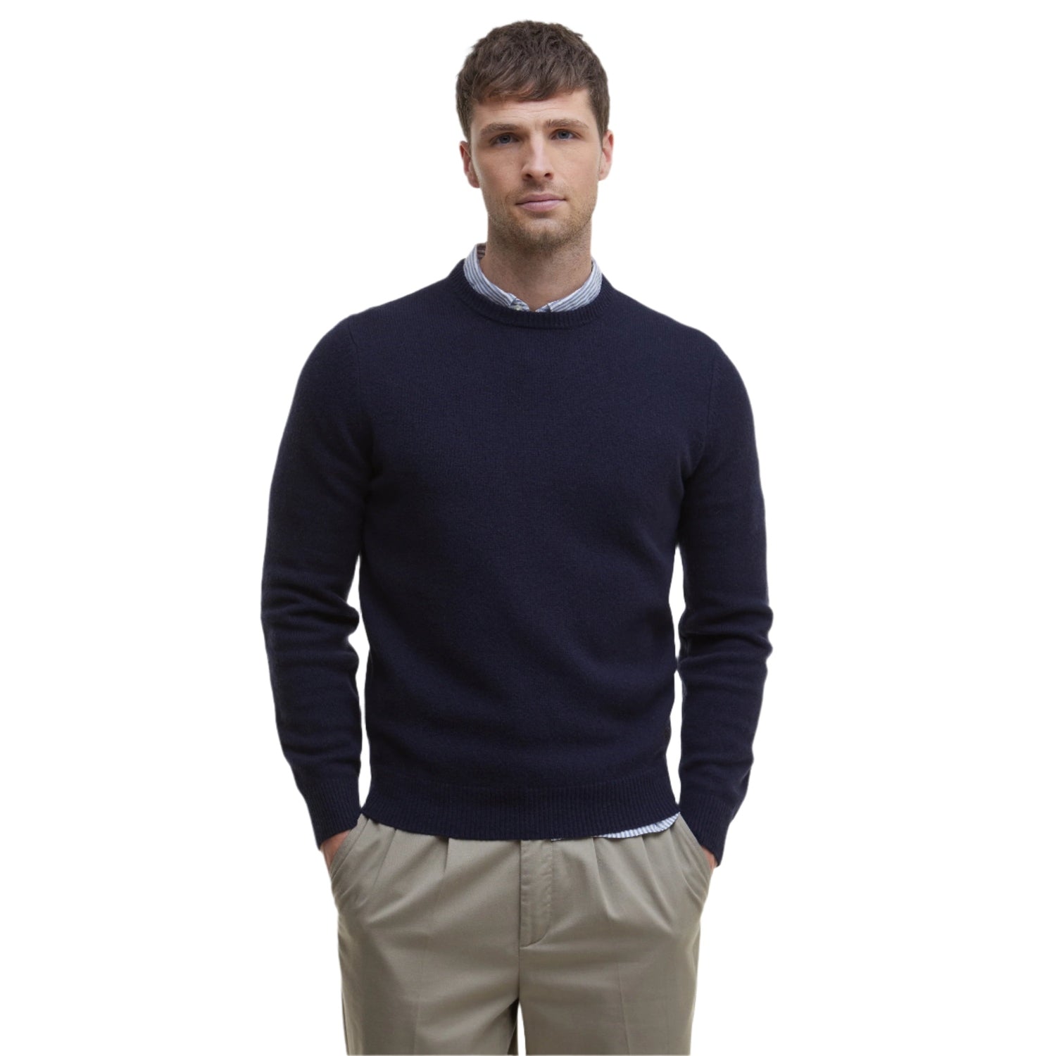Barbour 01. MENS APPAREL - MENS HOODIES|SWEATERS - MENS PO SWEATERS Men's Essential Patch Crew-Neck Jumper NAVY