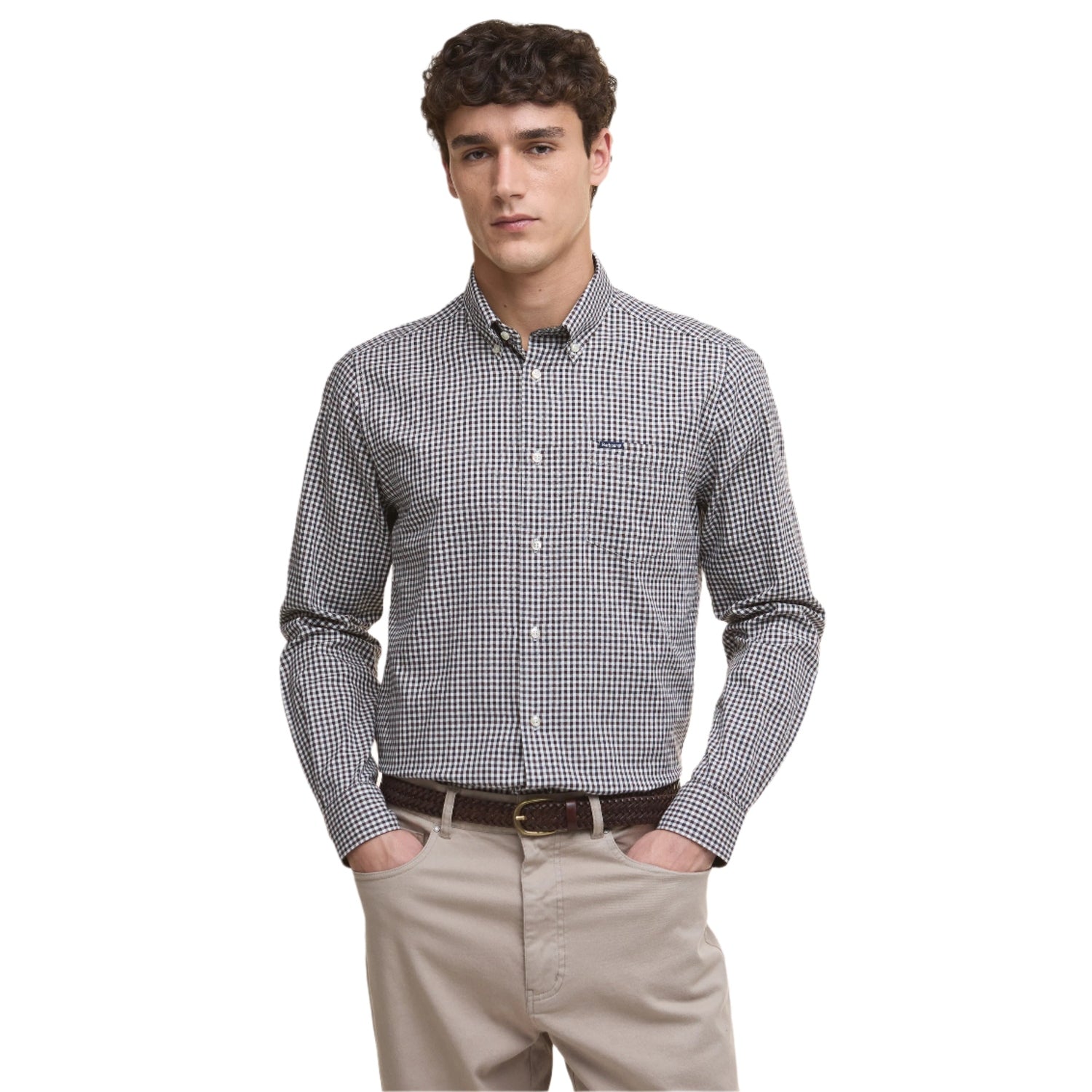 Barbour 01. MENS APPAREL - MENS LS SHIRTS - MENS LS BUTTON UP Men's Padshaw Tailored Gingham Shirt DARK OAK