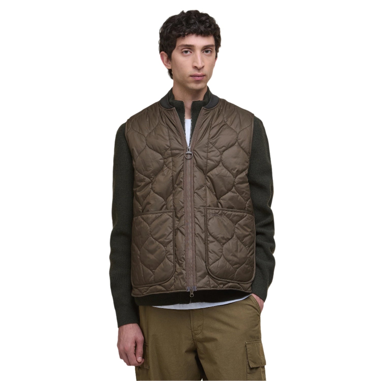 Barbour 01. MENS APPAREL - MENS VEST - MENS VEST INSULATED Men's Re-Engineered Utility Liddesdale Quilted Gilet DARK OLIVE