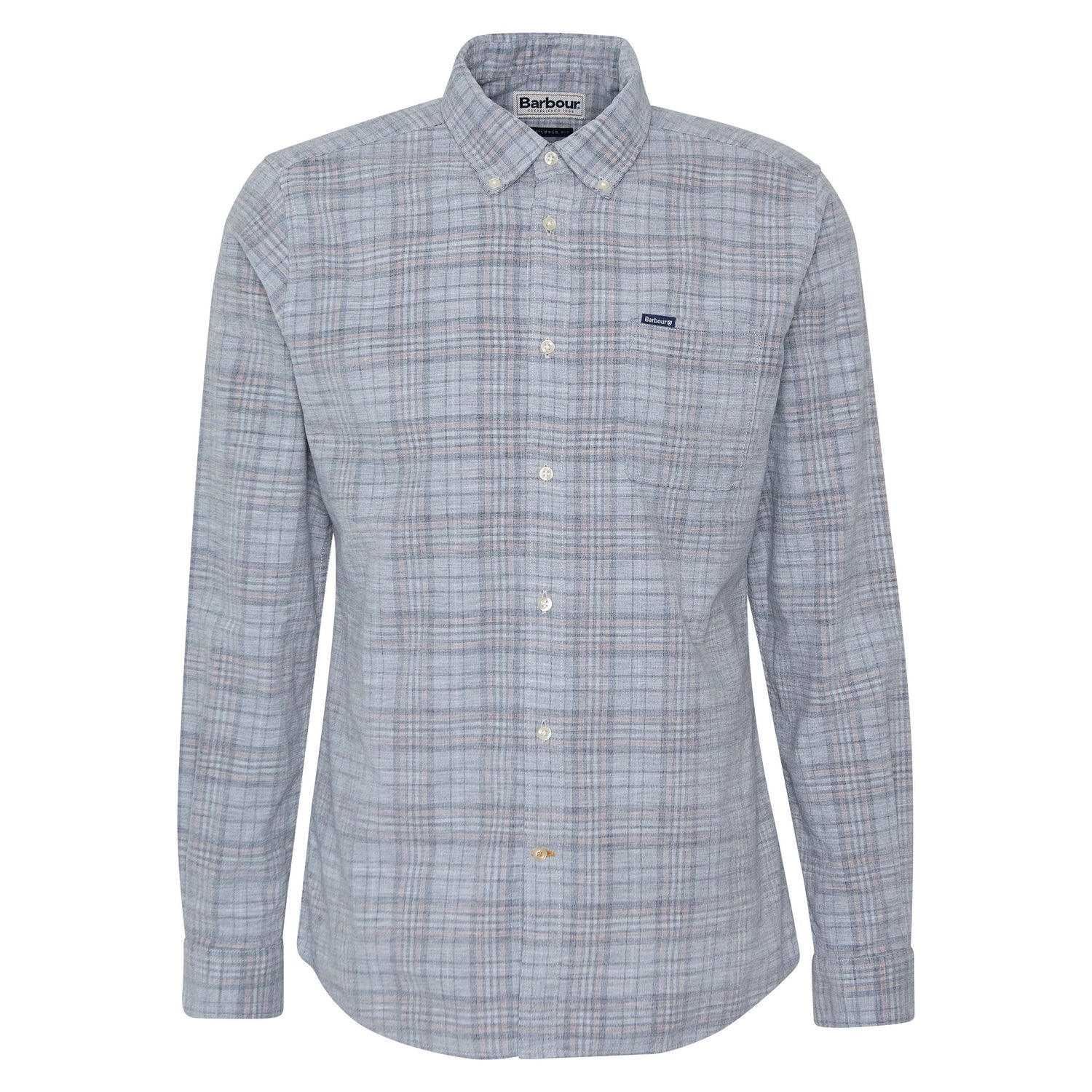 Barbour 01. MENS APPAREL - MENS LS SHIRTS - MENS LS BUTTON UP Men's Southfield Tailored Checked Cord Shirt LIGHT GREY MARL