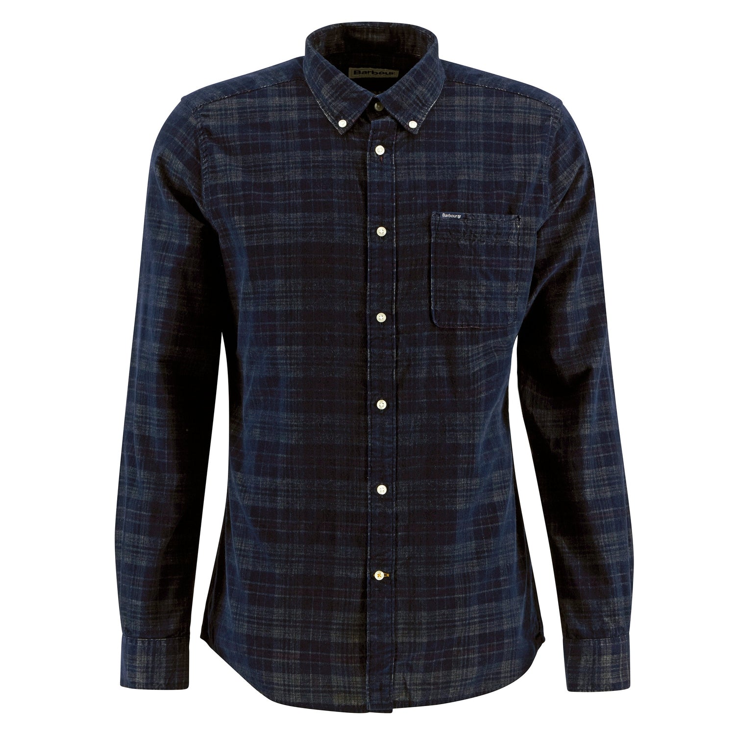 Barbour 01. MENS APPAREL - MENS LS SHIRTS - MENS LS BUTTON UP Men's Southfield Tailored Checked Cord Shirt DARK NAVY