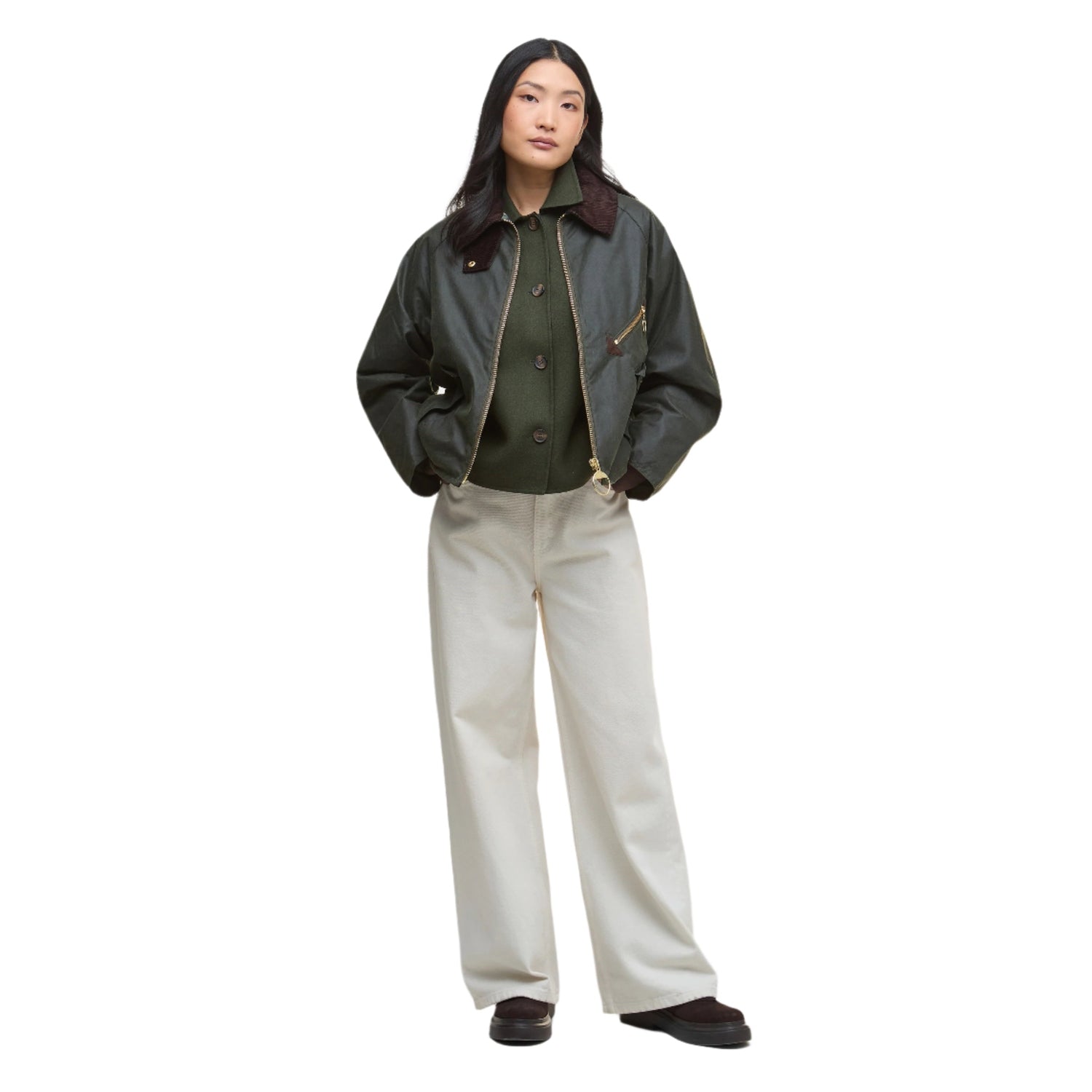 Barbour 02. WOMENS APPAREL - WOMENS JACKETS - WOMENS JACKETS CASUAL Women's Arlene Wax Jacket FERN|ANCIENT TARTAN