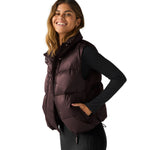 Beyond Yoga 02. WOMENS APPAREL - WOMENS VEST - WOMENS VEST INSULATED Women's Big Cozy Puffer Vest DARK CHOCOLATE
