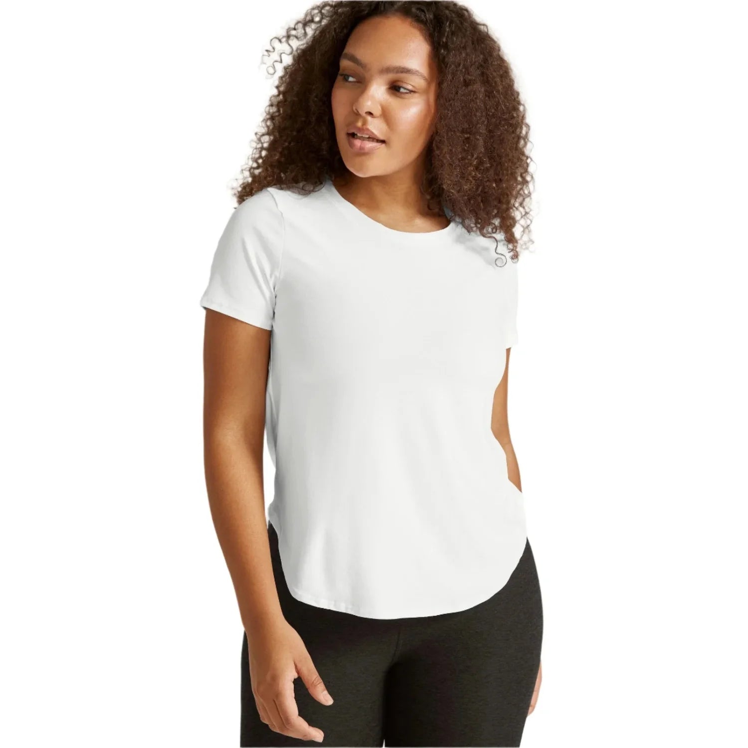 Beyond Yoga 02. WOMENS APPAREL - WOMENS SS SHIRTS - WOMENS SS ACTIVE Women's Featherweight On The Down Low Tee CLOUD WHITE