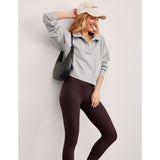 Beyond Yoga 02. WOMENS APPAREL - WOMENS HOODIES|SWEATERS - WOMENS PO SWEATERS Women's Luxefleece Collared Sweatshirt LIGHT HEATHER GRAY