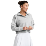 Beyond Yoga 02. WOMENS APPAREL - WOMENS HOODIES|SWEATERS - WOMENS PO SWEATERS Women's Luxefleece Collared Sweatshirt LIGHT HEATHER GRAY