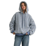 Women's Brushed Striped Puffy Hoodie