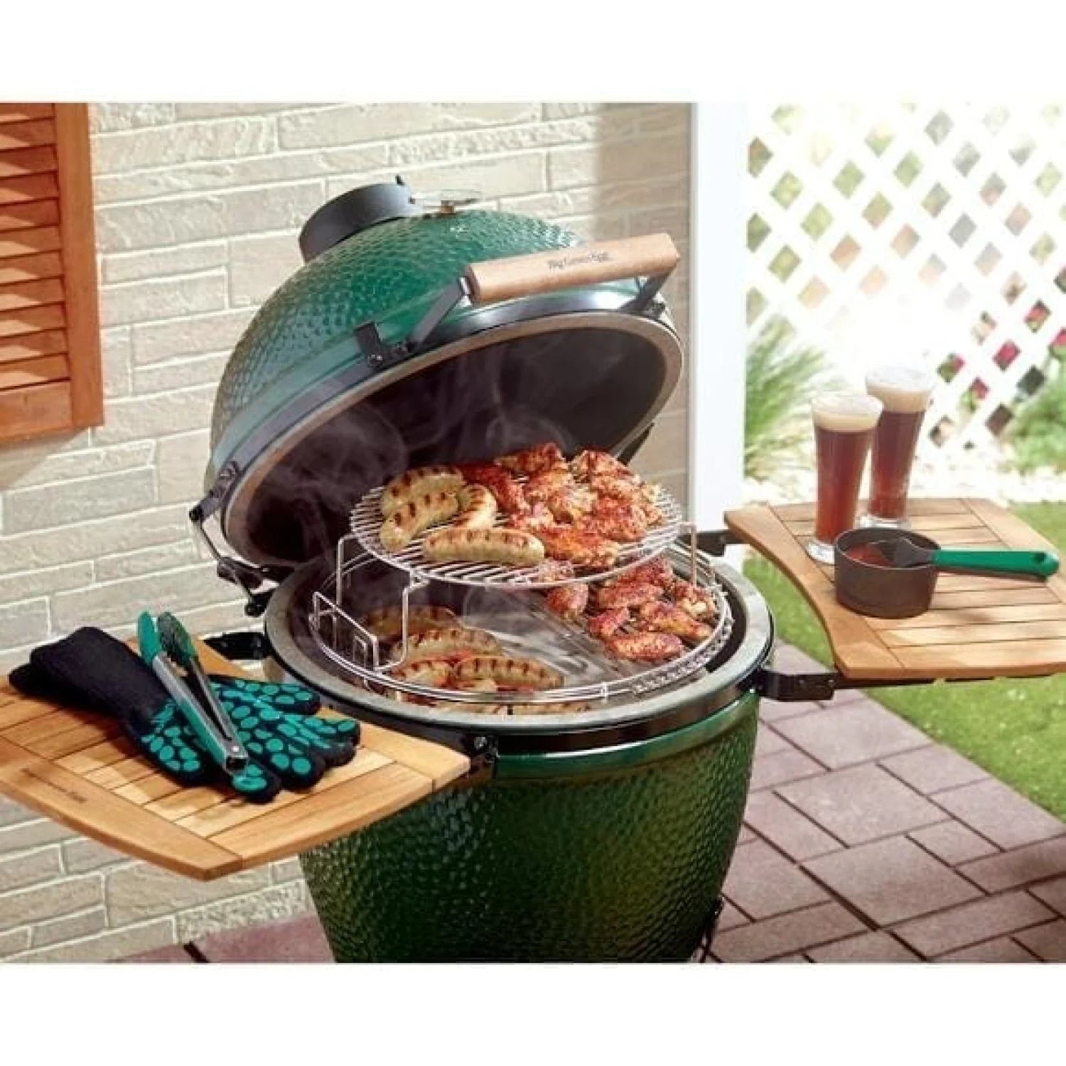 Big Green Egg 14. GRILLING - BIG GREEN EGGCESSORIES - BIG GREEN EGGCESSORIES Acacia Wood Egg Mates 21 in - Large