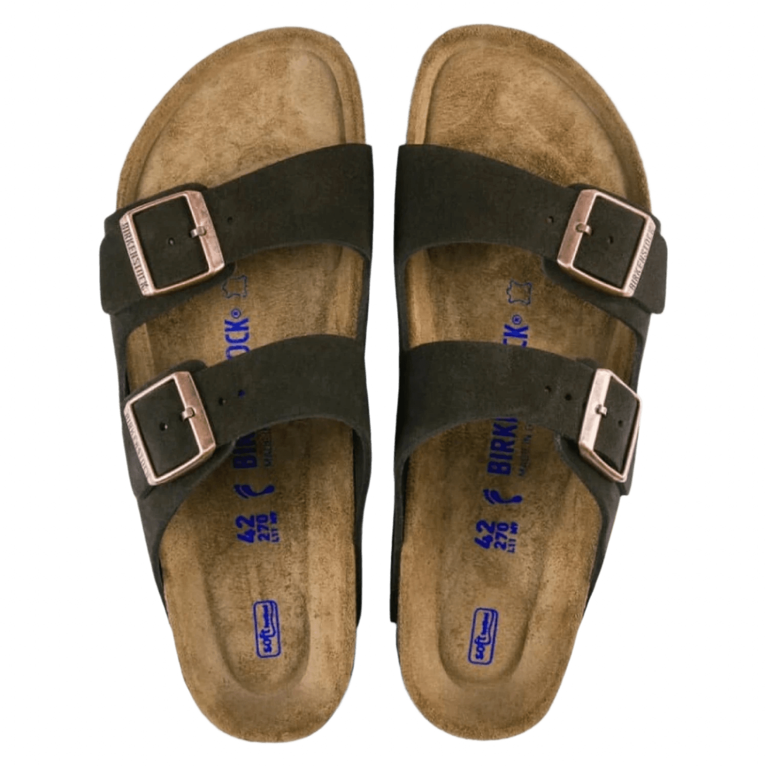 Birkenstock 04. MENS FOOTWEAR - MENS SANDALS - MENS SANDALS CASUAL Arizona Soft Footbed Suede Leather MOCHA