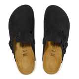 Birkenstock 05. WOMENS FOOTWEAR - WOMENS SANDALS - WOMENS SANDALS CASUAL Boston Chunky Suede Leather BLACK