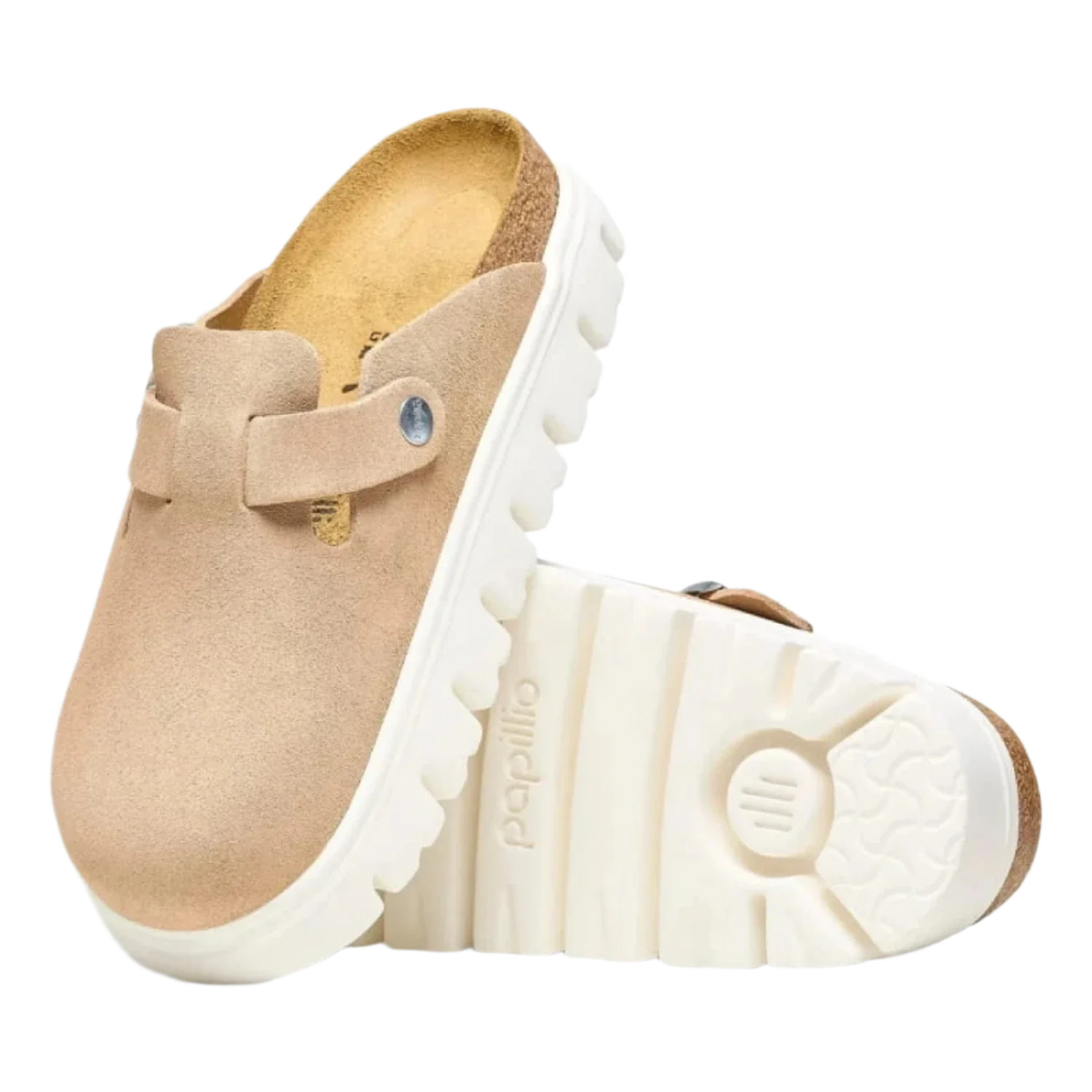 Birkenstock 05. WOMENS FOOTWEAR - WOMENS SANDALS - WOMENS SANDALS CASUAL Boston Chunky Suede Leather WARM SAND