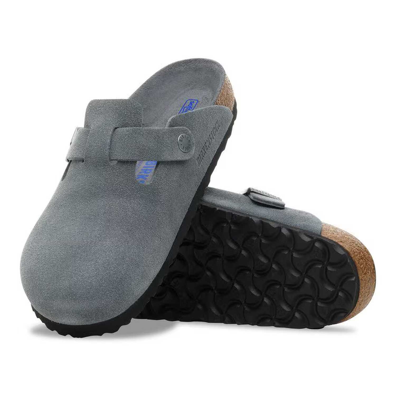 Birkenstock 05. WOMENS FOOTWEAR - WOMENS SANDALS - WOMENS SANDALS CASUAL Boston Soft Footbed Suede Leather BASALT GRAY